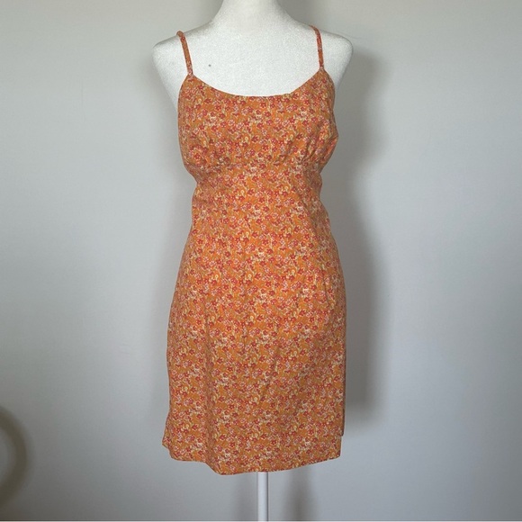 Wild Fable Orange Floral Cotton Cut-Out Back Mini Dress Summer Festival Dress XL - Picture 5 of 6